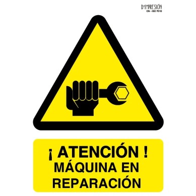 Señal atención maquinaria en reparación ISO 7010 29,7x 21cm PVC