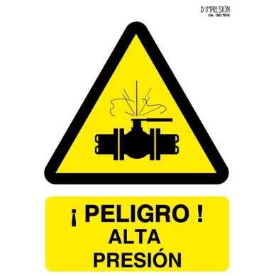 Señal peligro alta presión ISO 7010 29,7x 21cm PVC