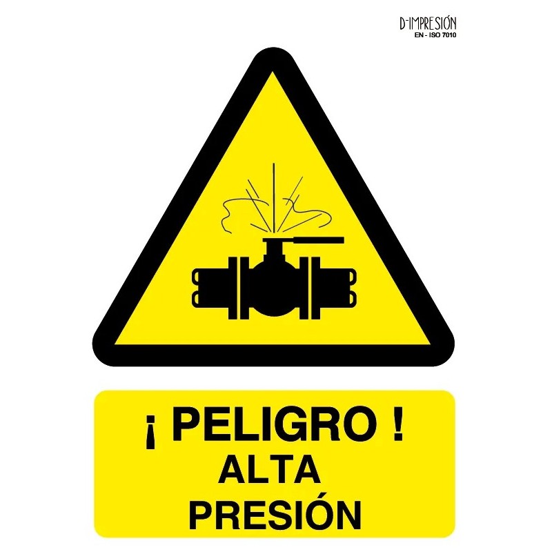 Señal peligro alta presión ISO 7010 29,7x 21cm PVC