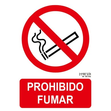 Señal prohibido fumar ISO 7010 29,7x 21cm PVC