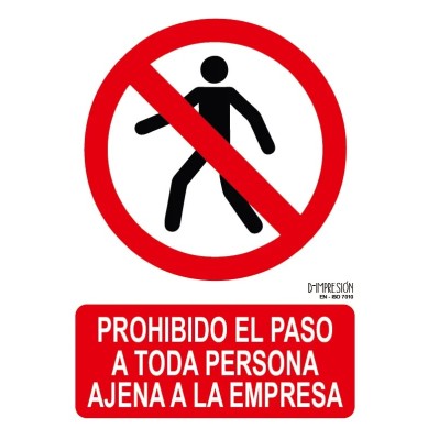 Señal prohibido el paso a toda persona ajena a la empresa ISO 7010 29,7x 21cm PVC