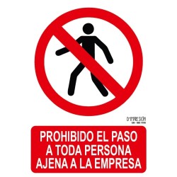 Señal prohibido el paso a toda persona ajena a la empresa ISO 7010 29,7x 21cm PVC