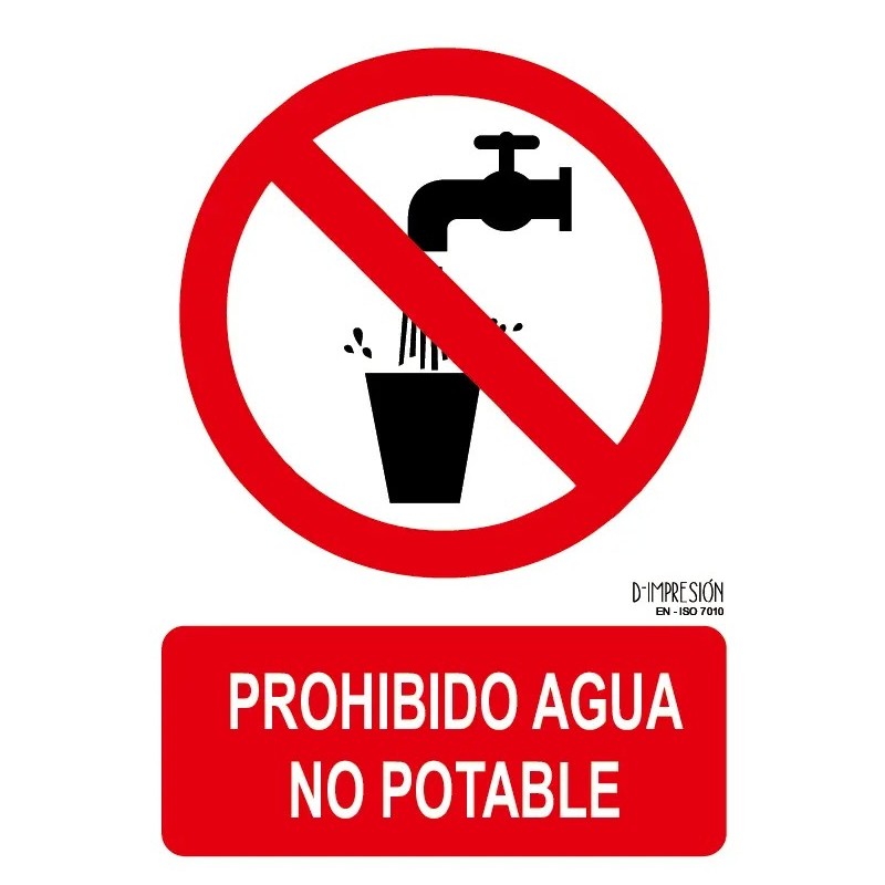 Señal prohibido agua no potable ISO 7010 29,7x 21cm PVC