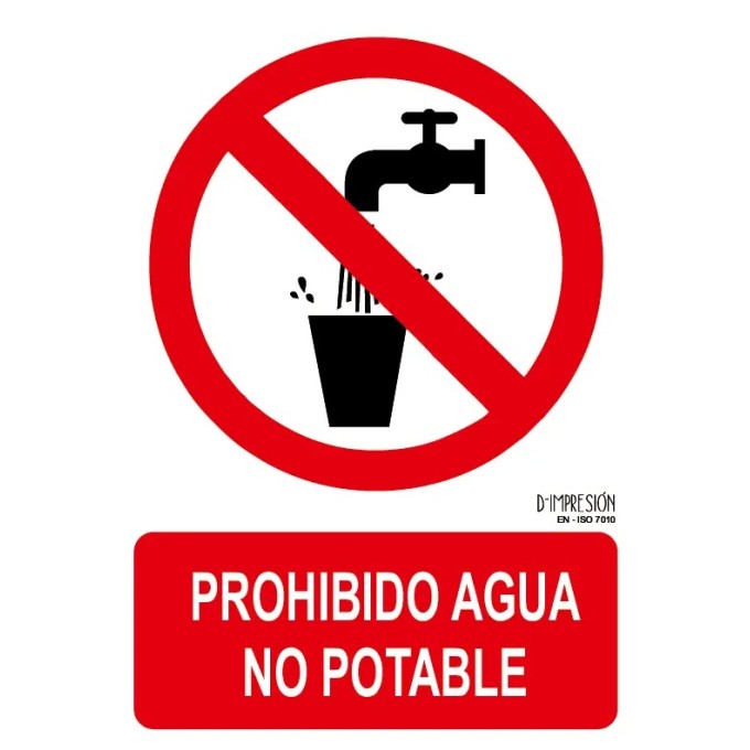 Señal prohibido agua no potable ISO 7010 29,7x 21cm PVC