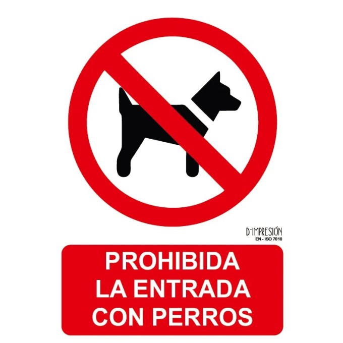 Señal prohibida la entrada con perros ISO 7010 29,7x 21cm PVC