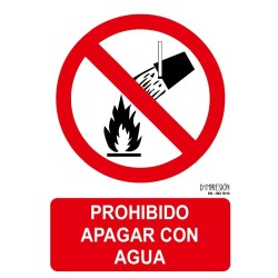 Señal prohibido apagar con agua ISO 7010 29,7x 21cm PVC