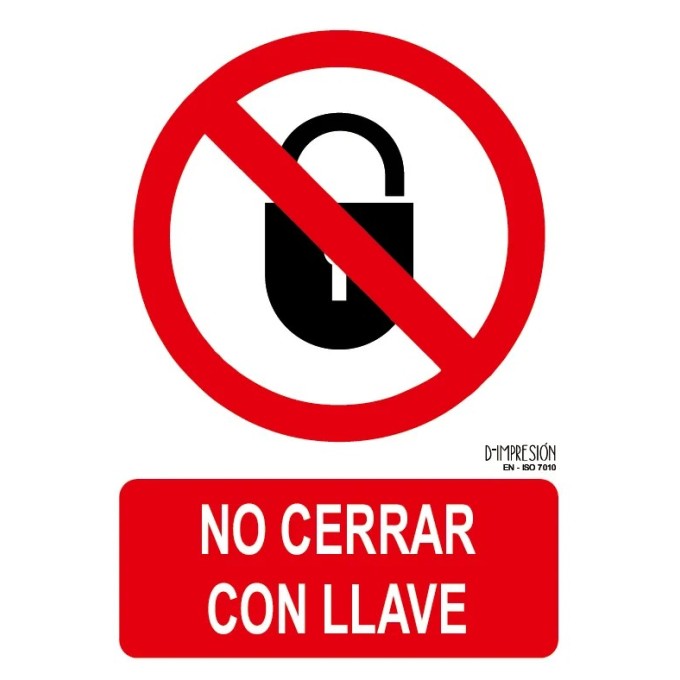 Señal no cerrar con llave ISO 7010 29,7x 21cm PVC